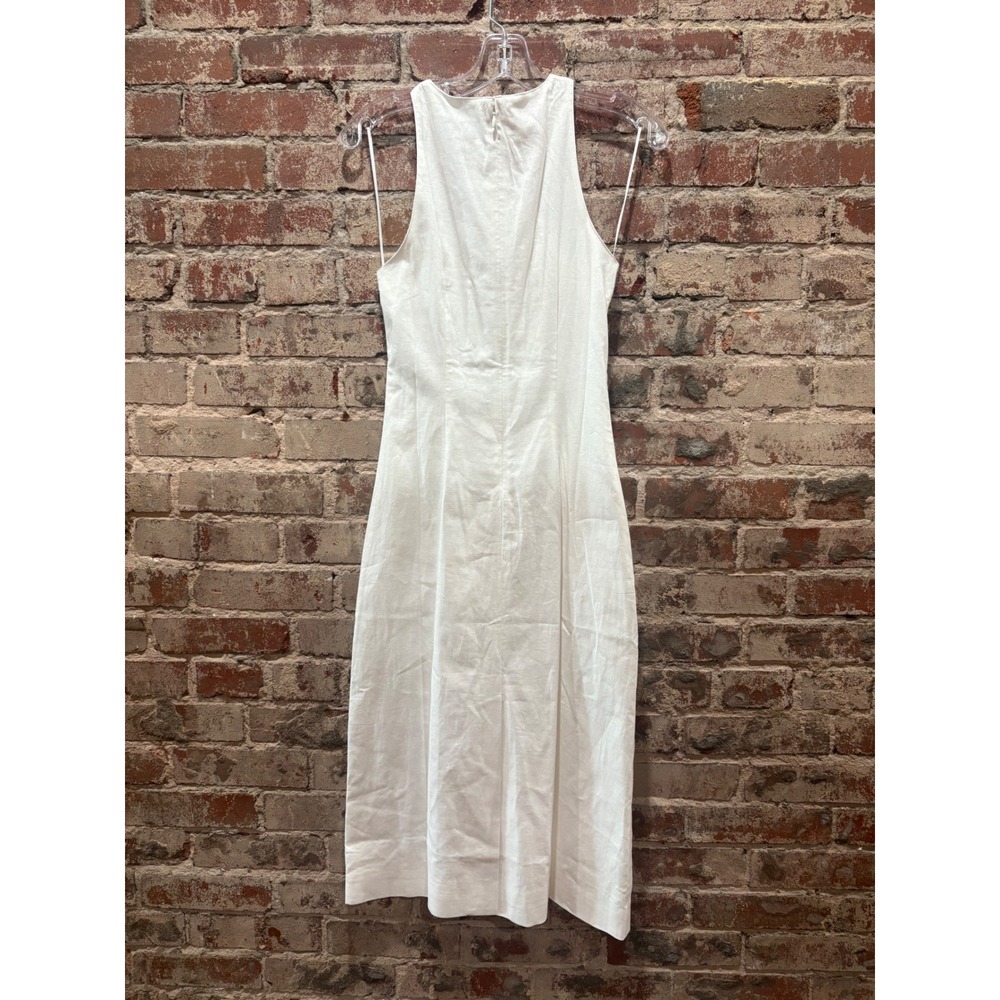 NEW Banana Republic Factory Linen-Blend Crossover Midi Dress White Size 0 - Picture 8 of 8